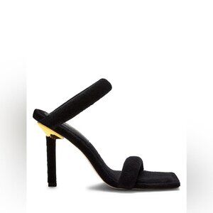 Good American Womens Size 9 Terry Ankle Wrap Sandals Black Stiletto NEW Slide On